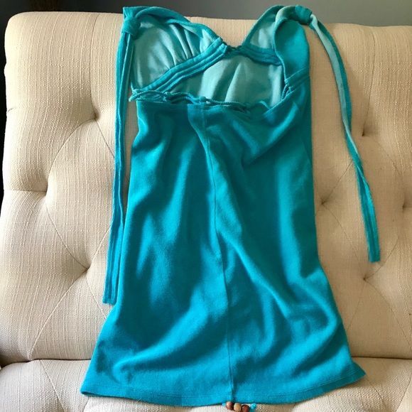 Ticci Cabana Aqua Blue Cover Up With Beads Size M - Picture 3 of 5